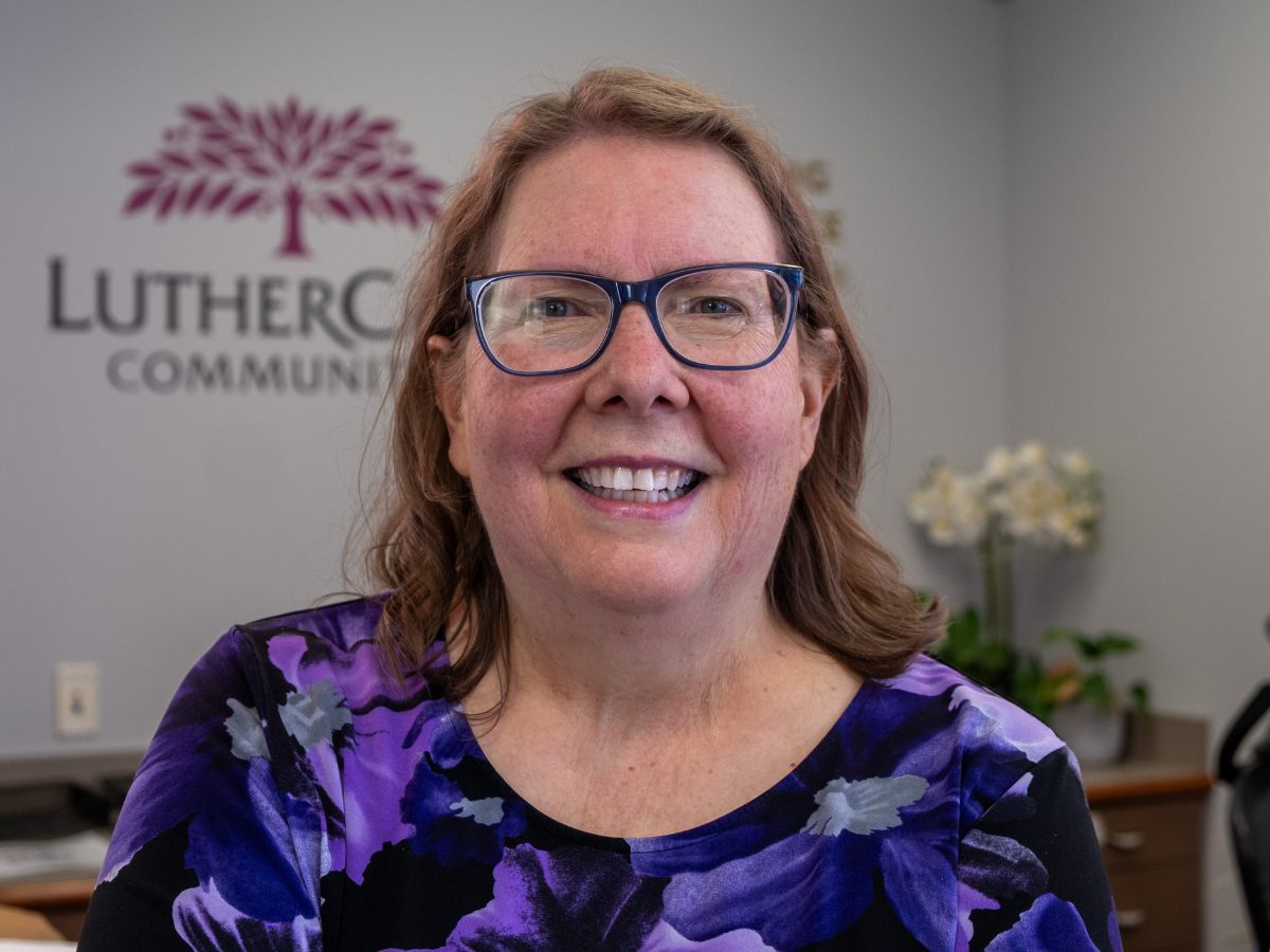Karen Harilstad, member of the LutherCare Communities Board of Directors, smiling warmly.